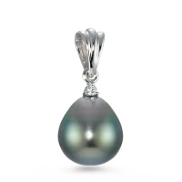 Pendentif Or blanc 750/18 K Diamant 0.01 ct, w-si perle de Tahiti-570640