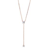 Collier Argent Zircone 2 Pierres rosé Plaqué or 40-45 cm-603334