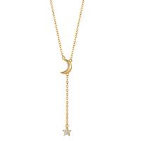 Collier Argent Zircone jaune Plaqué or Lune 40-45 cm-603388