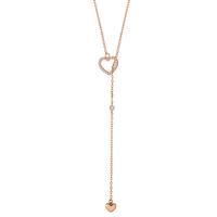 Collier Argent Zircone rosé Plaqué or Coeur 40-45 cm-603390