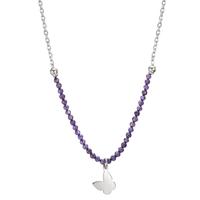 Collier Argent Cristal violet Rhodié Papillon 40-44 cm-607058