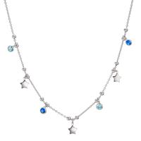 Collier Silber Zirkonia blau, 4 Steine rhodiniert Stern 40-45 cm verstellbar-607070