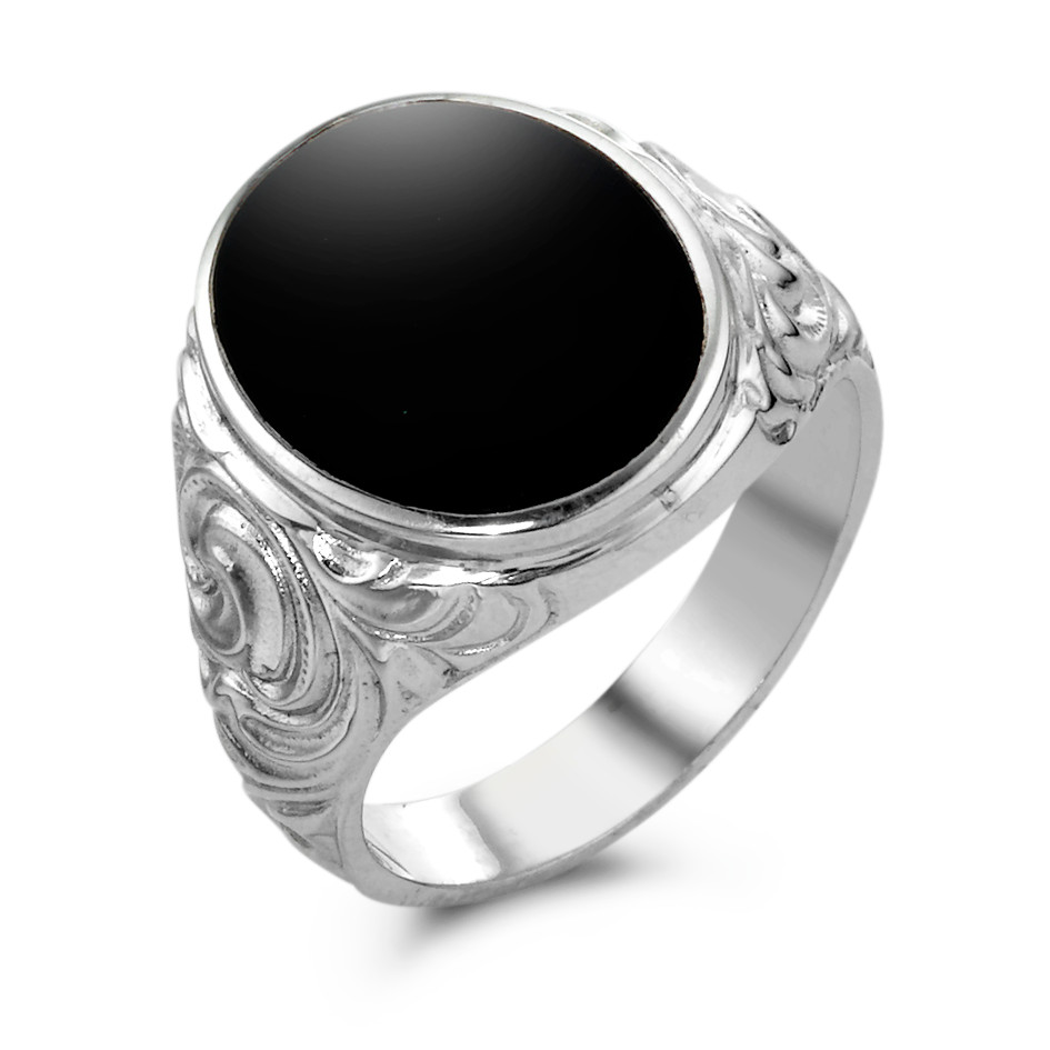 Fingerring Silber Onyx rhodiniert-331921