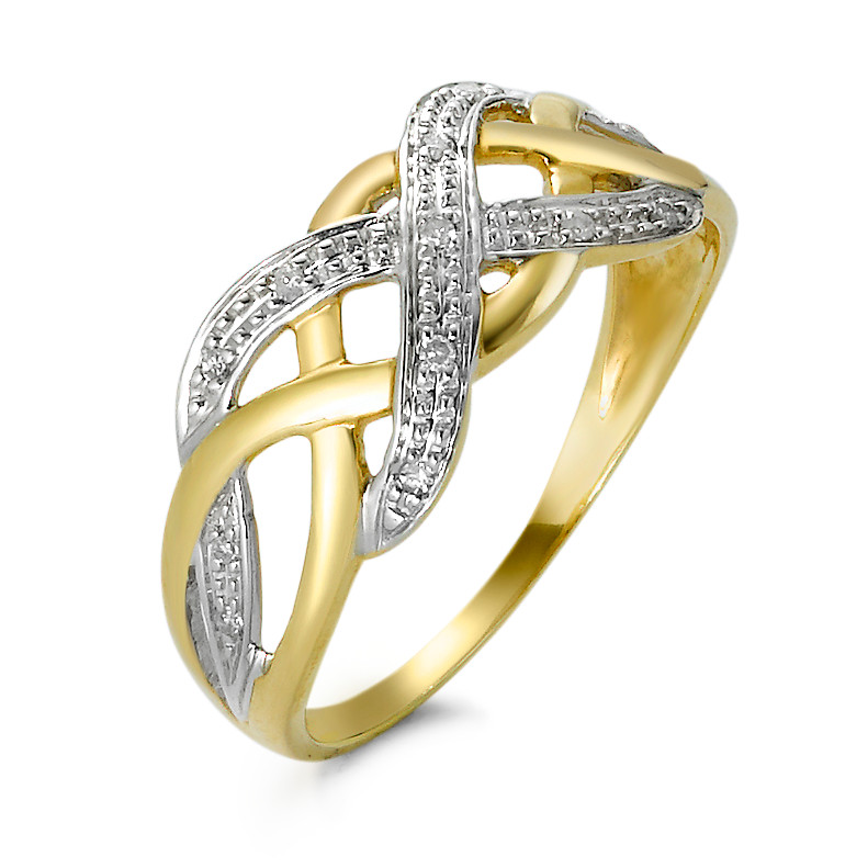Fingerring 375/9 K Gelbgold Diamant 0.06 ct, 13 Steine, w-si-348581