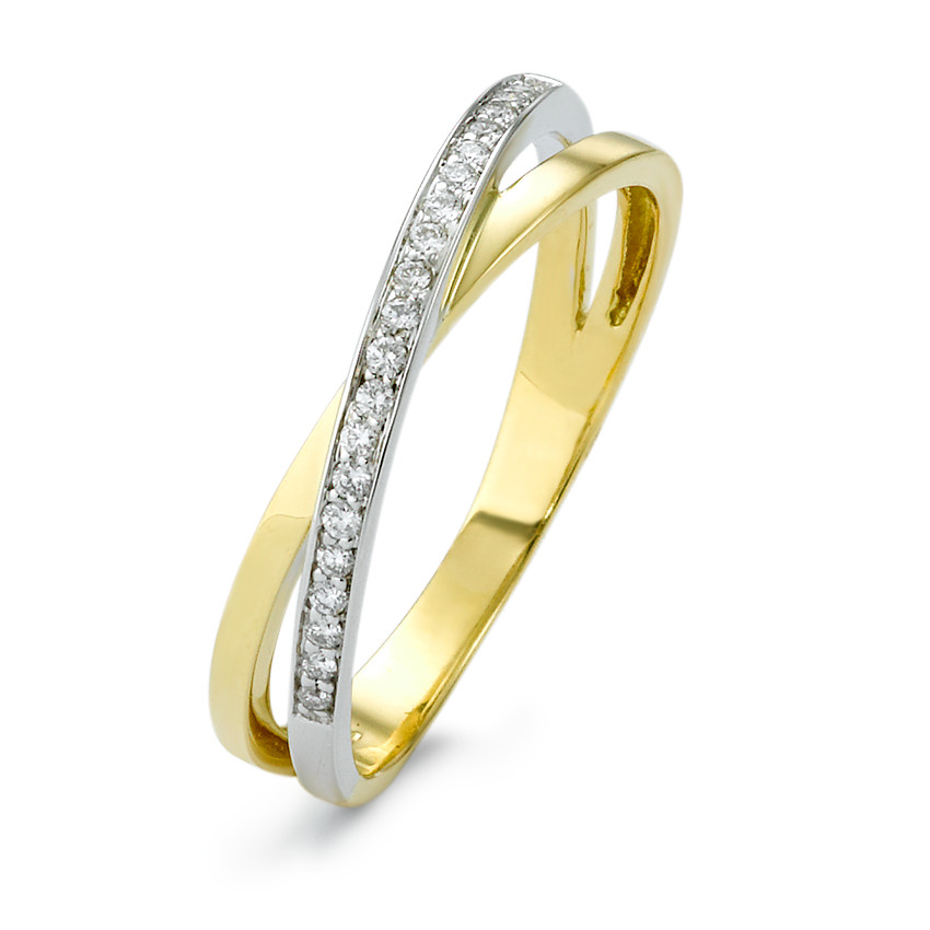 Fingerring 750/18 K Gelbgold, 750/18 K Weissgold Diamant 0.10 ct, w-si-348631