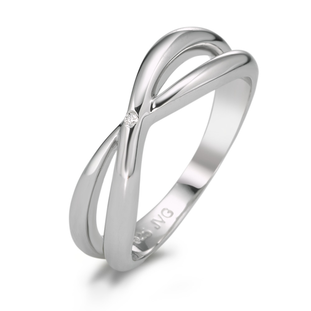 Image of Fingerring Silber Diamant 0.006 ct rhodiniert Infinity