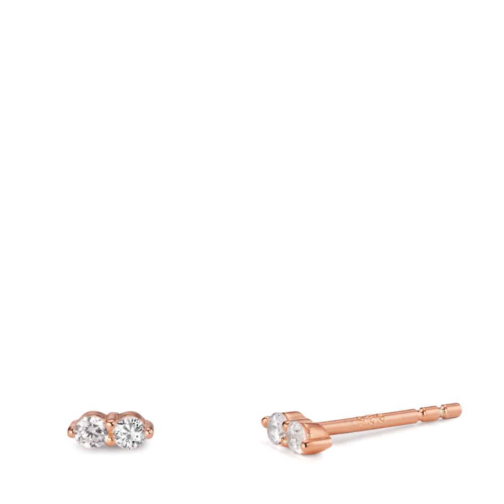 Clous d'oreilles Argent Zircone 4 Pierres rosé Plaqué or-608359